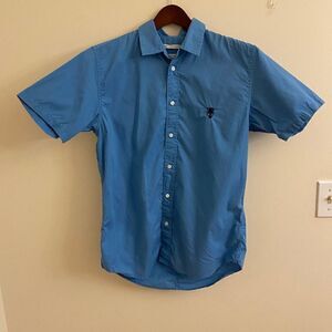 Marc Jacobs Blue Short Sleeve Button Down Dress Shirt Medium